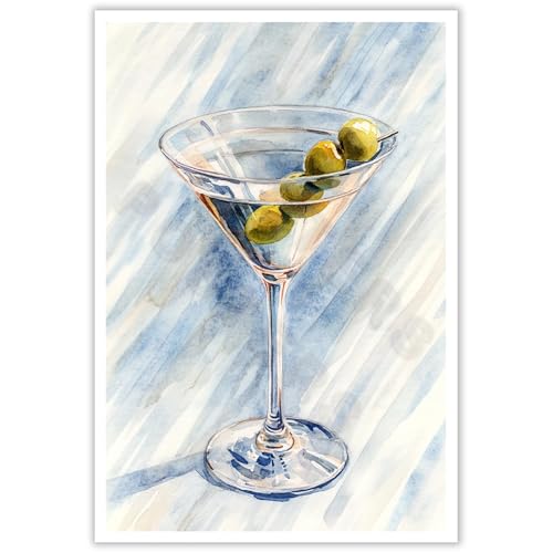 ZETCGSH Vintage Bar Cart Art Print Cocktail Art Print Martini Canvas Wall Art Poster Bar Cart Cocktail Art Bar Bedroom Bathroom Kitchen Living Room Decor Aesthetics 12X16 in Unframed