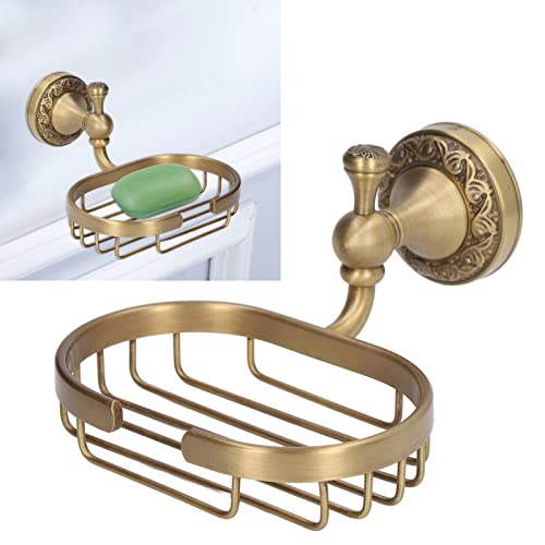 Epmann Wall Mounted Soap Holder Vintage Style Solid Brass Wall Mounted Bath Shower Soap Dish Holder Soap Basket Antique Brass Soap Shelf Tray Stainless Steel Bathroom Shower Bar Soap Saver With Drain #TOP3