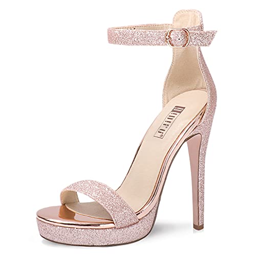 IDIFU Women's Stiletto High Heel Sandals Platform Open Toe Ankle Strap Dress Shoes for Women Bride...