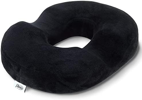 Memory Foam Donut Pillow – Portable Orthopedic Hemmoroid Pillow Cushion Support Pad for Tailbone Pain, Hemorrhoids, Prostate, Pregnancy, Coccyx, Sciatica, Coccyx, Post Natal & After Surgery