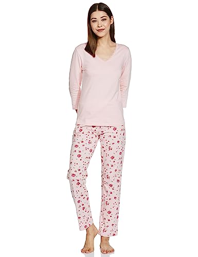 Image of Amazon Brand - Eden & Ivy Women's Cotton Regular Fit Pajama Set(ENISS22WSPSET209 Crystal Pink XL)