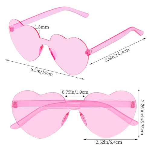 Fengek 50 Pcs Heart Shape Sunglasses Frameless Transparent Glasses Party Favors for Women2