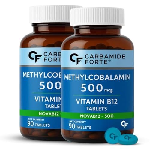 Image of Carbamide Forte Vitamin B12 Supplements 500 mcg - Methylcobalamin B12 Vitamin Tablets for Men & Women - 90 Veg Tablets (Pack of 2)
