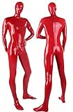 DORAFEI Latex Full Body Catsuit, Fetish Open Mesh Eyes 3D Crotch Pocket with Chest Zip Handmade (White, L)