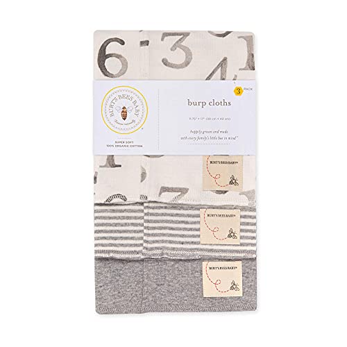 Image of Burt's Bees Baby - Burp Cloths, 3-Pack Extra Absorbent 100% Organic Cotton Drool Cloths