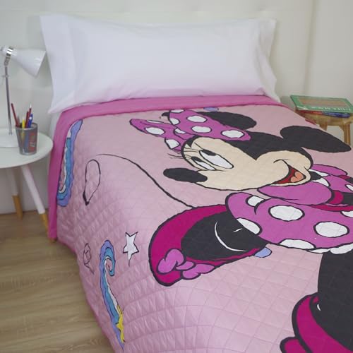10XDIEZ Colcha de Verano Estampado Infantil - Colcha de Cama Individual Ligera (Cama de 90cm - Minnie)