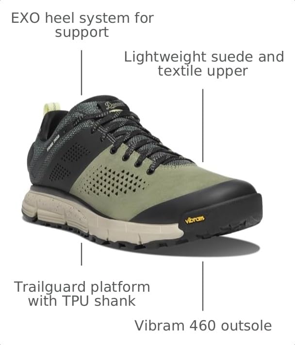 Image of Danner Trail 2650 Hiking Shoes for Men - Durable Suede, Lightweight Textile with Breathable Mesh Lining, Ortholite Footbed & Vibram Traction Outsole