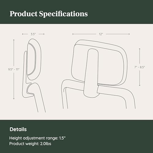Image of Branch Adjustable Chair Headrest Attachment - Only Compatible with The Verve Chair - Experience Optimal Comfort and Support - Mist