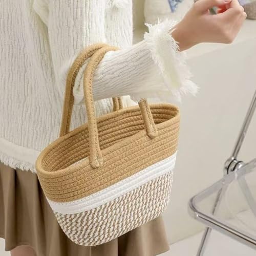Panier en corde de coton pour ranger la salle de bain et libérer l'espace vasque - 7