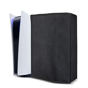 NV Waterproof Dust Cover for Sony PS5 Gaming Console Digital Edition & Disc Edition (Black), Polyester