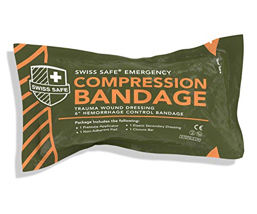 Swiss Safe Israeli 6" Compression Bandage [Sterile]: Authentic Compact Design For Emergency Wound Dressing, First Aid And Trauma Kit (1-Pack) #TOP4