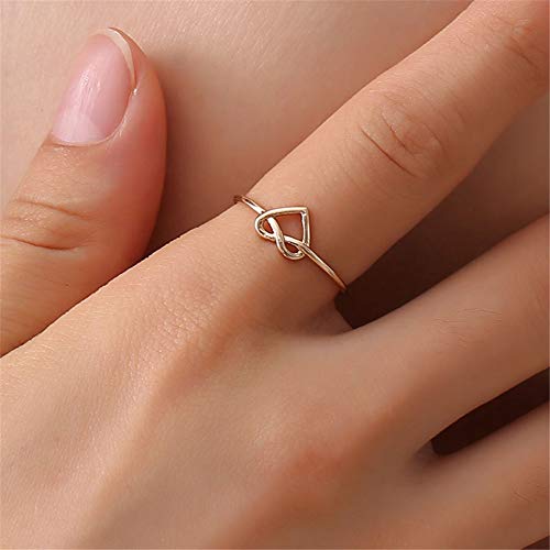 Image of Heart Infinity Knot Open Rings Simple 8 Letter Love Heart Finger Rings Adjustable for Couple