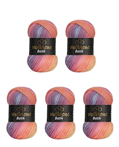 5 gomitoli di lana da 100 g, 500 g, multicolore (2020, giallo, arancione, bacca