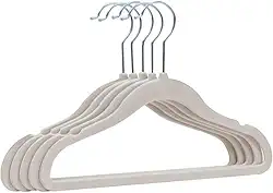 BUBA Cabide Veludo Bege, Bege, kit com 5 unidades