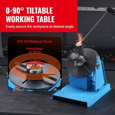 Happybuy Rotary Welding Positioner 10KG, 0-90° Turntable with 8.1
