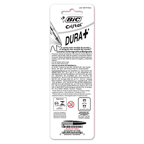 Caneta Esferográfica BIC Cristal Dura Mais, A Clássica, Com 4 Unidades, 2 Azul + 1 Preta + 1 Vermelh