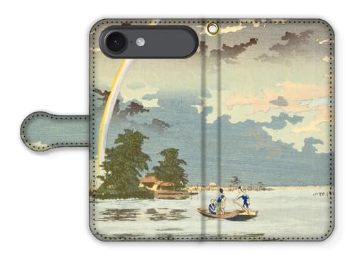 手帳型 iPhone17 Air互換 スマホケース 【世界の名画】 小林清親 ☆新版画☆ 日本画 浮世絵 絵画 芸術 アート (橋場の夕暮)