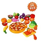 Fácil de jugar: cada comida está hecha con velcro, y los niños pueden cortar frutas o verduras con un cuchillo de juguete. Se puede pegar repetidamente, es fuerte y no es fácil de caer y se puede jugar mejor.