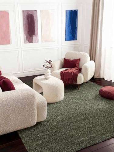 Ted Baker Portobello - Alfombra de Pelo Corto - Suave bouclé - Alfombra de salón, Tejida a Mano y Suave, Aspecto de Lana, mullida para salón, Dormitorio, Comedor, Verde, 120 x 170 cm