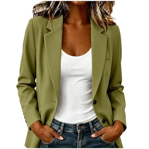 FOCLMP Blazers for Women Business Casual Lightweight Open Front Long Sleeve Blazer 2026 Work Office Suit Jacket with Pockets Blazers Women Army Green M