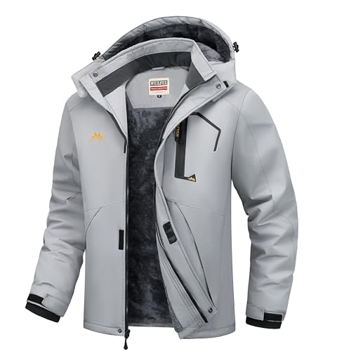 Image of WULFUL Men's Ski Jackets Warm Winter Snow Windbreaker Resistant Snowboard Fleece Coat Mountain Waterproof Parka with Hood