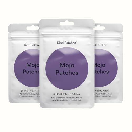 Kind Patches | Mojo Patches | Natural Energy, Daily Vitality & Testosterone Support | Botnical Plant-Based Formula with Tongkat Ali Extract, Zinc & Pomegranate | 90 Vegan Patches, 3 Months Supply