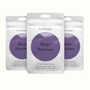 Kind Patches | Mojo Patches | Natural Energy, Daily Vitality & Testosterone Support | Botnical Plant-Based Formula with Tongkat Ali Extract, Zinc & Pomegranate | 90 Vegan Patches, 3 Months Supply
