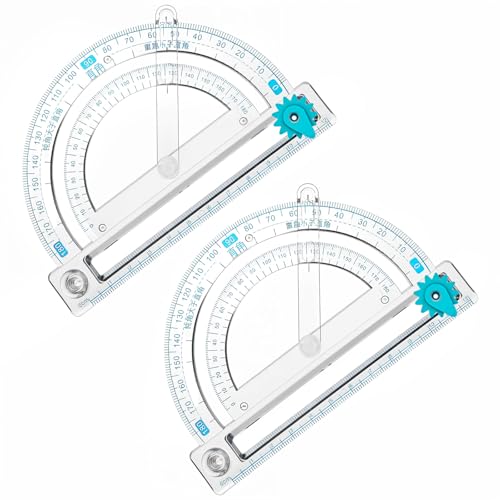 HJZHII 2 Pcs Clear Protractor, Plastic Protractor Matractors 180 Degrees Angle Measurement Swing Arm Protractors for Math Geometry Classroom Kid Student School Office Supplies