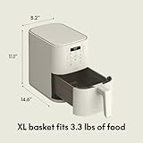 bella 4Qt Slim Air Fryer, Fits-anywhere™ Kitchenware, EverGood™ Ceramic Nonstick Coating, Adjustable Temperature, 6 Preset Cooking Options, 60 Min Auto Shutoff w Audible Tone, 3.3lb Capacity, Oatmilk