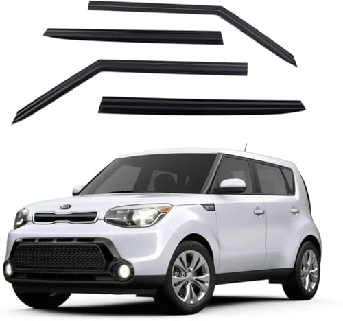 KD SAFE Smoke Window Visor Sun Rain Vent Guard 4 Pcs Set for Soul 2014~2019 Out Channel Visor