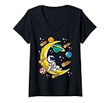 Photo Gallery donna astronauta moon chilling kids boys girls space planets comets maglietta con collo a v Photo Gallery donna astronauta moon chilling kids boys girls space planets comets maglietta con collo a v