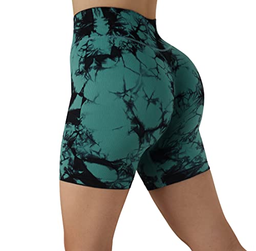 RXRXCOCO Scrunch Butt High Waisted Push Up Short de sport sans couture Booty Gym Sport Short de course, Bleu profond., L Cover