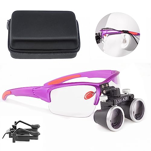 ORILAO Loupes 2.5X 3.5X Magnification Binocular Magnifier Optical Glass Lens (3.5X, Purple) by ORILAO - Used condition - US$22.77