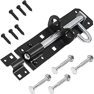 Brenton Bolt Sliding Door Lock for Bedroom Patio Door Security - 8(202mm) Zinc Plate Galvanised Gate Latch Garden Shed Gate Bolts for Wooden Gates (Black)