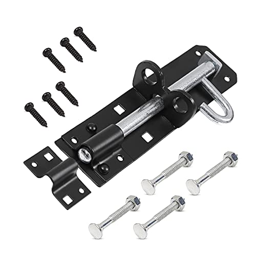 ZAVIA Brenton Bolt Door Lock | 8 (202mm) Black Powder Coated Gate Bolts for Wooden Gates | Strong Sliding Bolt Lock for Garden, Shed, Barn & Storage Doors