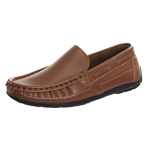 Josmo Boys Moccasin Driving Loafers - Casual Dress Penny Slip On Boat Shoes - Tan (Size 2 Big Kid) by Josmo - Used condition - US$12.87