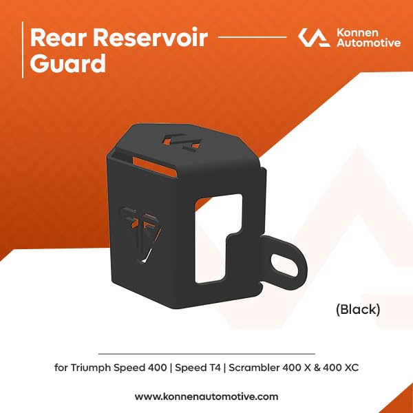 Image of Rear Resevoir Guard | Rear Brake Oil Container Cover Compatible with Triumph Speed 400 | speed T4 | Scrambler 400X | Scrambler 400XC (Black, Pack of 1)