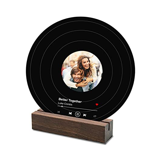 Pahdecor Custom Acrylic Song Plaque Scannable Code Spotify Plaque Album Cover Wall Glass Art Music Poster Song Personalized Record Photo Light Valentines Day Couples Wedding Gift for Him (Type-B)