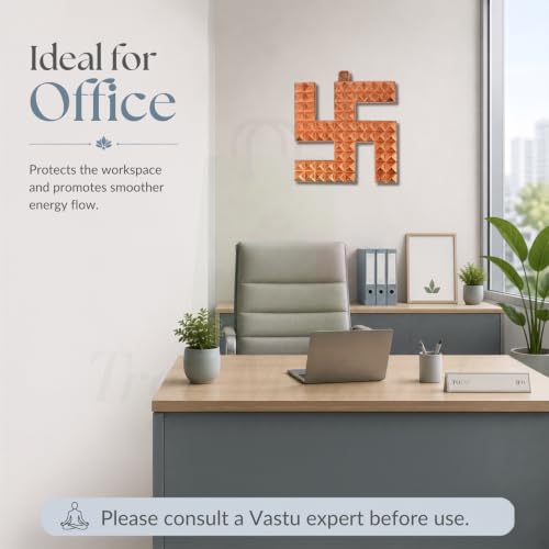 Image of Copper Swastik (卐) Sathiya Wall Hanging Yantra | 3 Inch | Vastu Door Hanging for Good Luck & Auspicious Energy | Decorative Home Decor Symbol for Positive Vibes