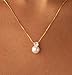 Mariell White Pearl Bridal, Bridesmaid 14K Gold Plated Necklace with Cubic Zirconia Crystal, Pearl Wedding Jewelry, Perfect for Mother of The Bride, Birthday Gift, Everyday Wear