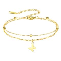 Gold-Butterfly with Double Chain and Steel Beads