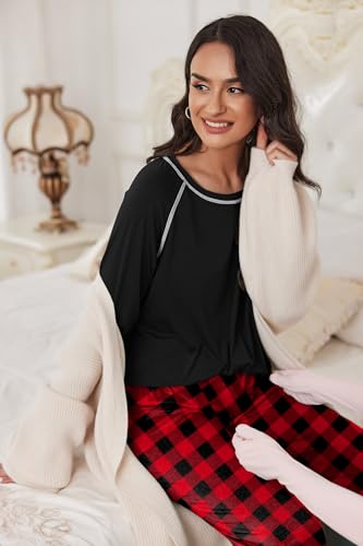 Image of Ekouaer Pajamas Set for Women Soft Comfy Pjs Sets Long Sleeve Sleepwear Loungewear S-XXL