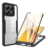 YUXING Custodia 360 Compatibile con Xiaomi 14T Pro, Cover Integrale con Protezione Schermo, Antiurto, Retro Trasparente, Facile da Installare-Black