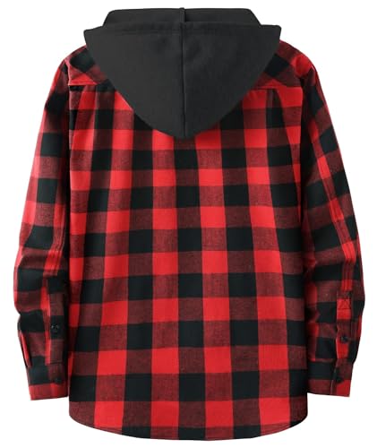 ZITY 3 Pack Men's Flannel Hoodie Shirts Long Sleeve Casual Vintage Button Down Plaid Shirt Jacket with Pocket BlackRed Blue BlackGrey XL