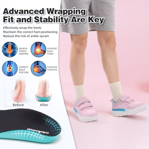 Girls Kids Arch Support Diabetic Wide Walking Shoes: Comfortable Plantar Fasciitis Orthopedic Ankle Support High Arch Orthotic Tennis Shoes, Casual Travel Exercise Running Sneakers Pink Little Kid 1 by OrthoComfoot - Image 6