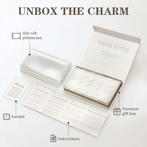 Poligino Federe In 100% Seta Cuscino,22 Mamme,Proprietà Antibatterica,Bassa Allergenicità, Federa In Seta Protegge I Tuoi Capelli E La Tua Pelle,1 Pz 50X80Cm,Grigio Scuro - 6