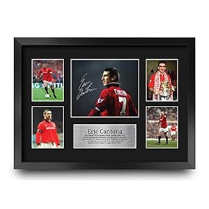 HWC Trading A3 FR Eric Cantona Gift Gesigneerd Grote Ingelijste A3 Gedrukt Handtekening Geschenken Print Foto Display
