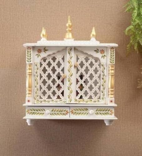 Rajasthan Art And Craft Wood Home Temple (Brown) (JLFULL)
