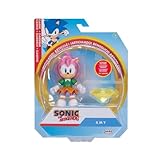 Jakks Pacific Sonic The Hedgehog - Amy with Chaos Emerald Accessory, Toy Figure by Jakks Pacific, 13 cm Tall, Highly Poseable, Officially Licensed Sonic 3 Movie, Recommended Age 3+