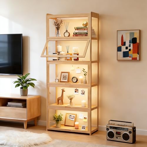 Magshion 5-Tier Bamboo Display Cabinet